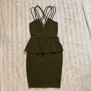Army green dress peplum style size small Charlotte Russe tank top dress
